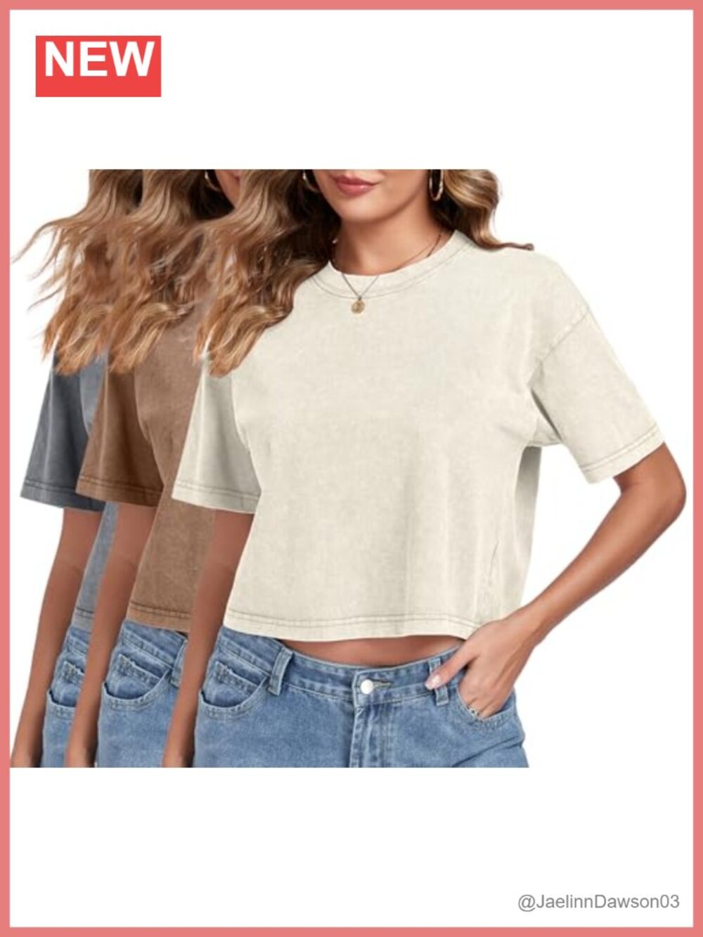 Womens Acid Wash Crop T-Shirt Short Sleeve Loose Fit Casual Summer Top